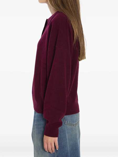 Tricouri Polo Allude Wool And Cashmere Polo Shirt BORDEAUX Femei (BM 18748360) 3