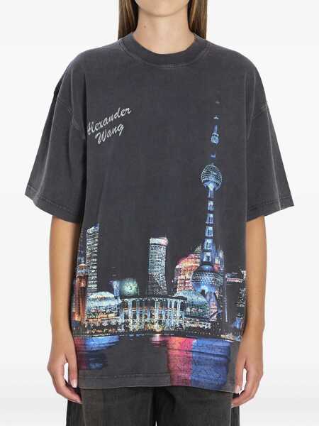 Tricouri Alexander Wang T-Shirt With Rhinestones BLACK Femei (BM 18748363) 1