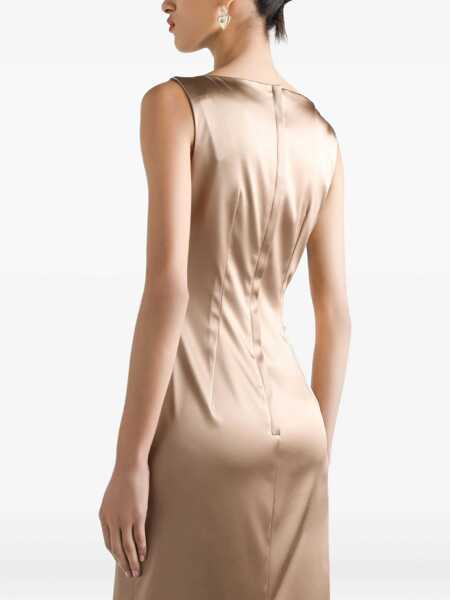 Rochii elegante Dolce & Gabbana Stretch Satin Midi Dress BEIGE Femei (BM 18748474) 4