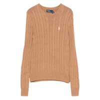 Pulovere Beige Sweater With Embroidered Pony Detail On The Front In Cotton Woman Femei