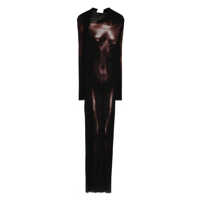 Rochii Jean Paul Gaultier Mesh Asymetric Collar Long Dress Printed "Body Dust" Clothing Femei