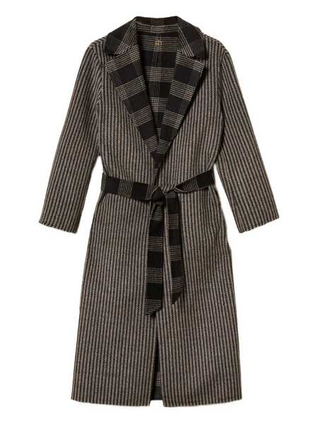 Paltoane TWINSET Twinset Black And Grey Wool Coat DOUBLE CHECK NERO/NEVE Femei (BM 18749778) 1