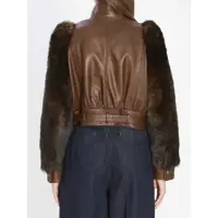 Imbracaminte Dama pagina 588 - Geci Chloe Short High-Neck Leather Jacket BROWN Femei (BM 18749913) - B-mall.ro