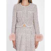 Geci Pink Bouclé Jacket Femei
