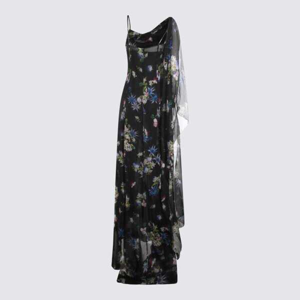 Rochii Blumarine Blumarine Black Silk Maxi Dress BLACK/BRILLIANT BLUE Femei (BM 18751164) 2