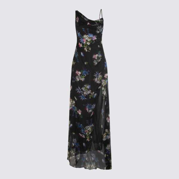 Rochii Blumarine Blumarine Black Silk Maxi Dress BLACK/BRILLIANT BLUE Femei (BM 18751164) 1