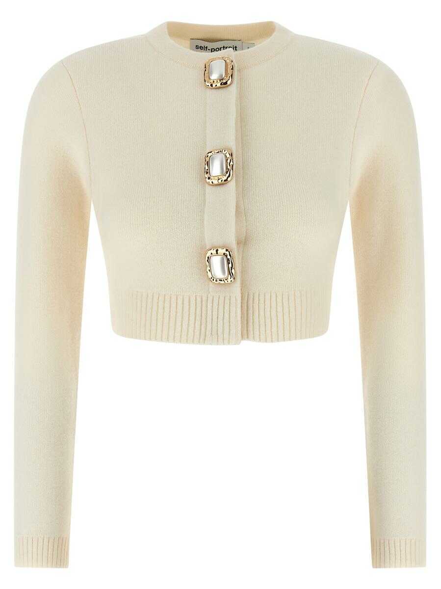 Cardigane Self-Portrait Self-Portrait Cream Wool Cardigan WHITE Femei (BM 18751377) 1