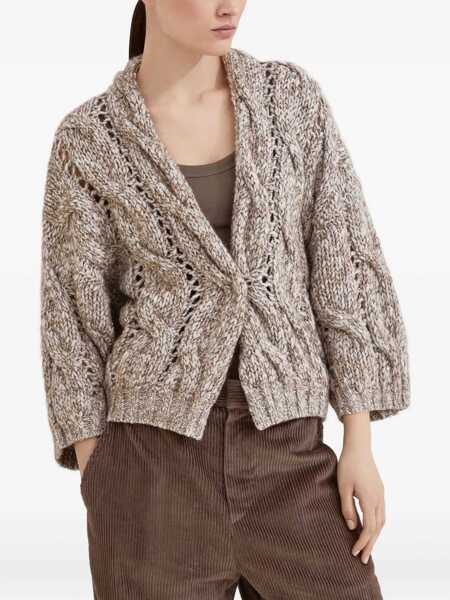 Cardigane Brunello Cucinelli Brunello Cucinelli Brunello Cucinelli Knitted Short Cardigan Beige Femei (BM 18753309) 3