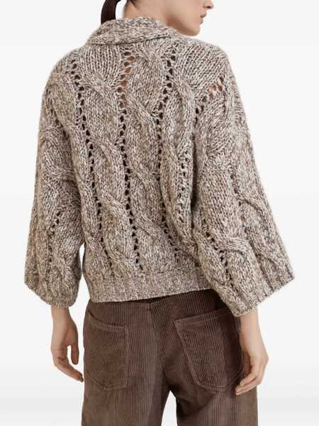 Cardigane Brunello Cucinelli Brunello Cucinelli Brunello Cucinelli Knitted Short Cardigan Beige Femei (BM 18753309) 4