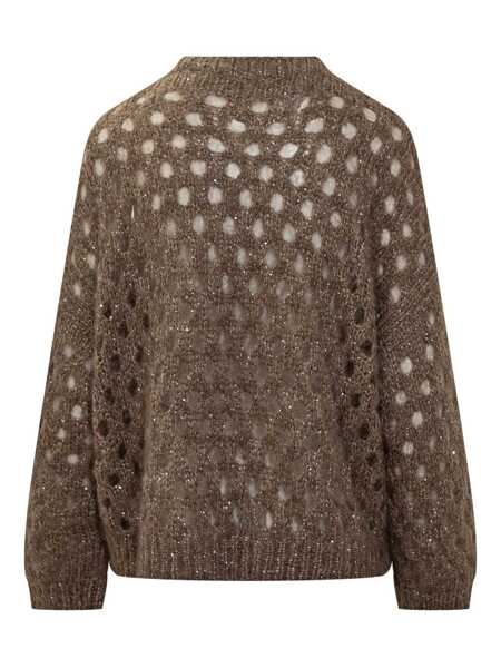 Pulovere Brunello Cucinelli Brunello Cucinelli Brunello Cucinelli Perforated Crew-Neck Sweater BROWN Femei (BM 18753399) 2