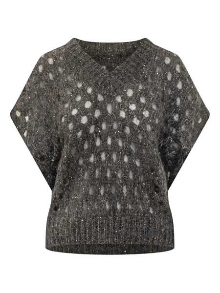 Geci Brunello Cucinelli Brunello Cucinelli Brunello Cucinelli Perforated Vest GREY Femei (BM 18753402) 1