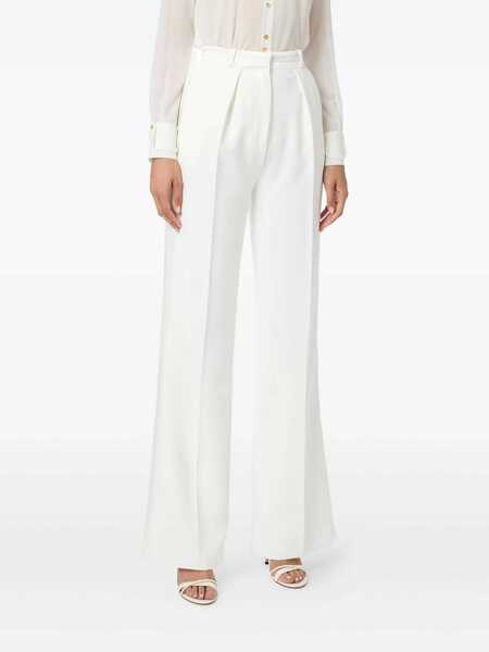Pantaloni casual Elisabetta Franchi Elisabetta Franchi Tuxedo-Effect Trousers WHITE Femei (BM 18753717) 2
