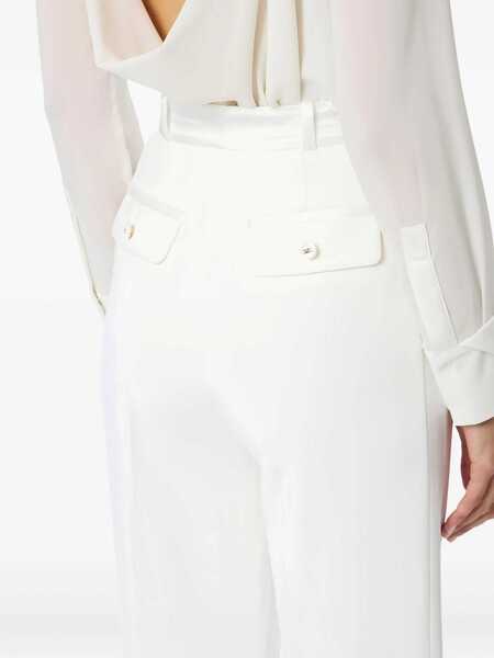 Pantaloni casual Elisabetta Franchi Elisabetta Franchi Tuxedo-Effect Trousers WHITE Femei (BM 18753717) 4
