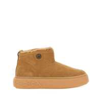 Bocanci 'Yoko' Beige Ankle Boots With Love Birds Diamond Cut Patch And Fur Lining In Suede Woman Femei