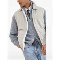 Geci de piele pentru Barbati - Geci de piele Brunello Cucinelli Padded leather Vest GHIACCIO Barbati (BM 18755311) - B-mall.ro