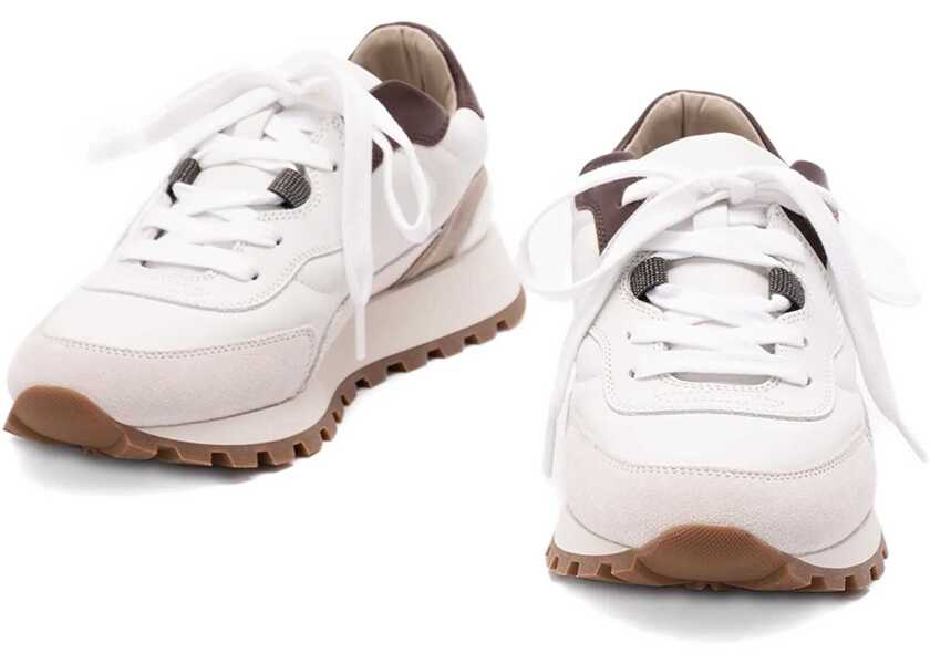 Sneakers Brunello Cucinelli Leather Sneakers with shiny details BLANCO Femei (BM 18755410) 3
