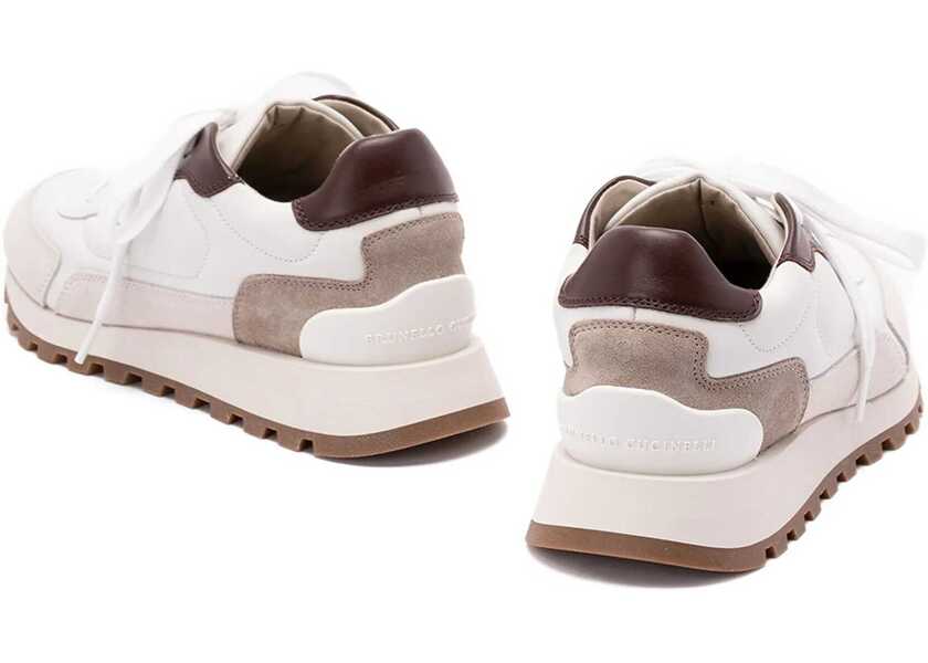 Sneakers Brunello Cucinelli Leather Sneakers with shiny details BLANCO Femei (BM 18755410) 4
