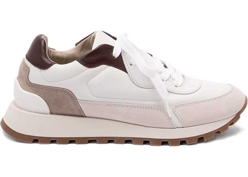 Sneakers Brunello Cucinelli Leather Sneakers with shiny details BLANCO Femei (BM 18755410) 1