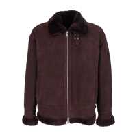 Geci 'Sano' Bordeaux Shearling Jacket With Belt Detail And Fur Trims In Suede Woman Barbati