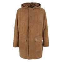 Geci 'Mias' Beige Shearling Jacket With Hood And Front Zip Closure In Suede Woman Barbati