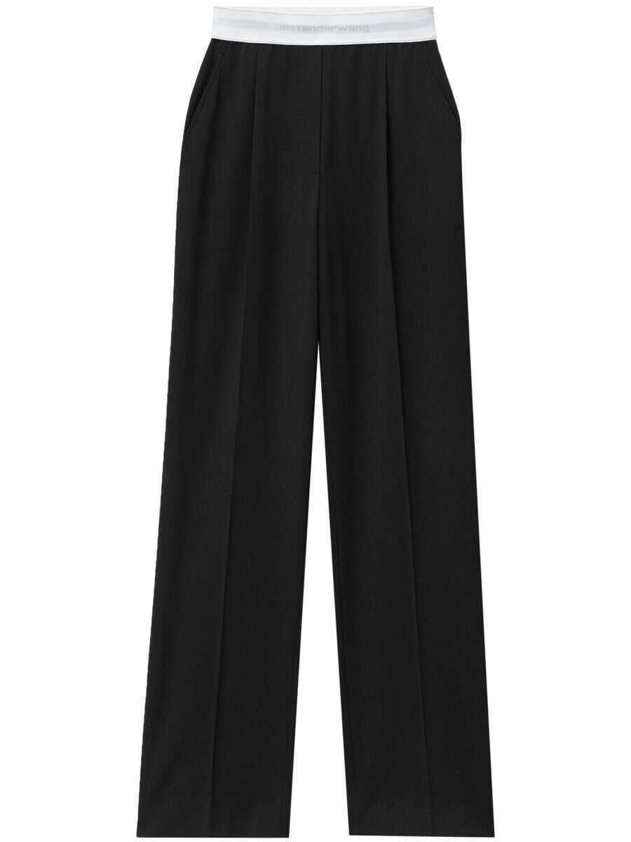 Pantaloni casual Alexander Wang Alexander Wang High Waisted Pleated Pant With Logo Elastic Clothing Black Femei (BM 18756720) 1