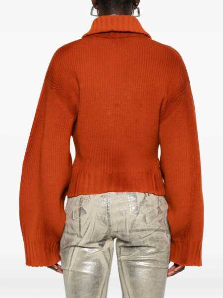 Pulovere THE ATTICO The Attico The Attic Cropped Zip Sweater ORANGE Femei (BM 18757140) 4