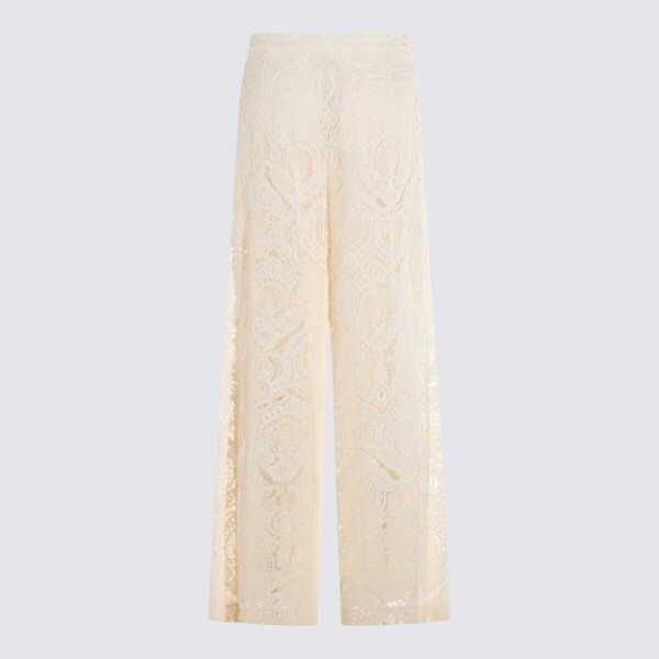 Pantaloni casual TWINSET Twinset Cream Viscose Pants White Femei (BM 18757149) 2
