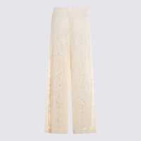 Pantaloni TWINSET Dama - Pantaloni casual TWINSET Twinset Cream Viscose Pants White Femei (BM 18757149) - B-mall.ro
