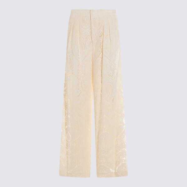 Pantaloni casual TWINSET Twinset Cream Viscose Pants White Femei (BM 18757149) 1
