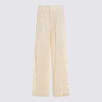 Pantaloni casual Twinset Cream Viscose Pants Femei