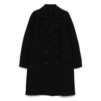 Paltoane Harris Wharf London Black Long Double-Breasted Wool Coat Barbati
