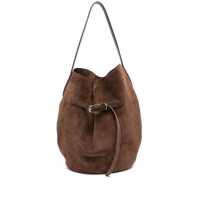 Genti de umar 'Belted Bucket' Brown Shoulder Bag With Belt On The Front In Suede Woman Femei