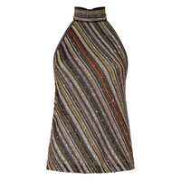 Topuri Multicolor High Neck Top With All-Over Sequins In Fabric Woman Femei