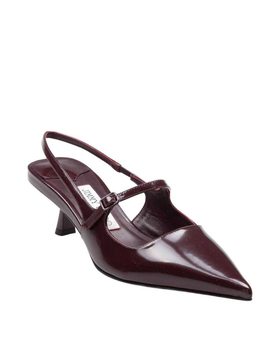 Pantofi cu toc Jimmy Choo Jimmy Choo Brushed Leather Slingback DEEP MERLOT Femei (BM 18760824) 2