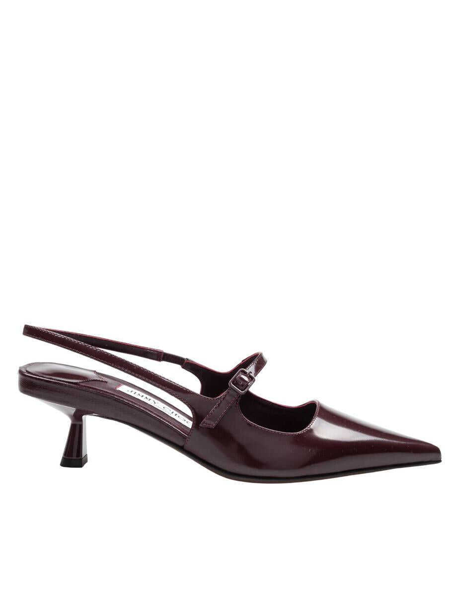 Pantofi cu toc Jimmy Choo Jimmy Choo Brushed Leather Slingback DEEP MERLOT Femei (BM 18760824) 1