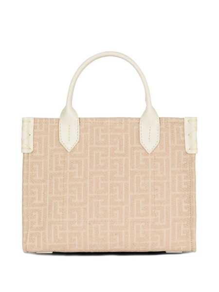Genti de mana Balmain Balmain B-Army Small Jacquard Canvas Tote Beige Femei (BM 18761403) 3