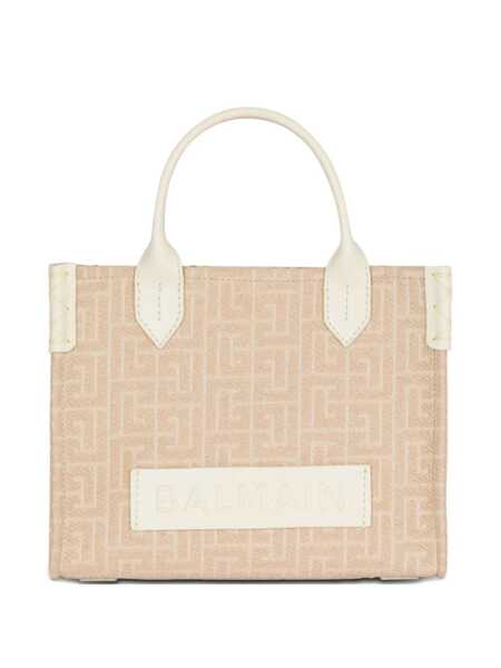 Genti de mana Balmain Balmain B-Army Small Jacquard Canvas Tote Beige Femei (BM 18761403) 1