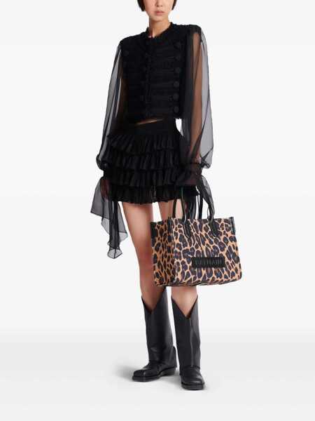 Genti de mana Balmain Balmain B-Army 36 Canvas Tote Bag With Leopard Print Multicolor Femei (BM 18761406) 2