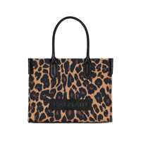 Genti de mana Balmain Balmain B-Army 36 Canvas Tote Bag With Leopard Print