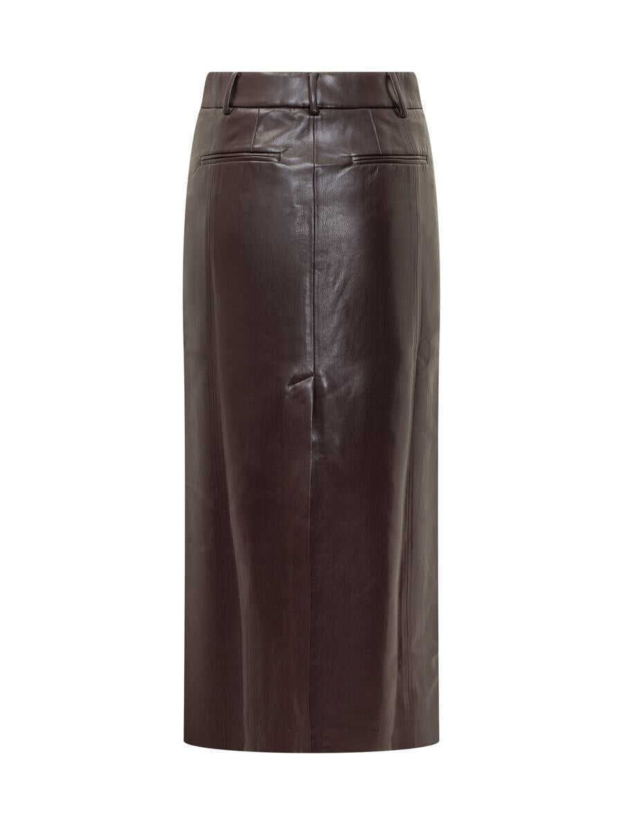 Fuste THE ANDAMANE The Andamane Faux Leather Midi Skirt The Andamane PURPLE Femei (BM 18763767) 2