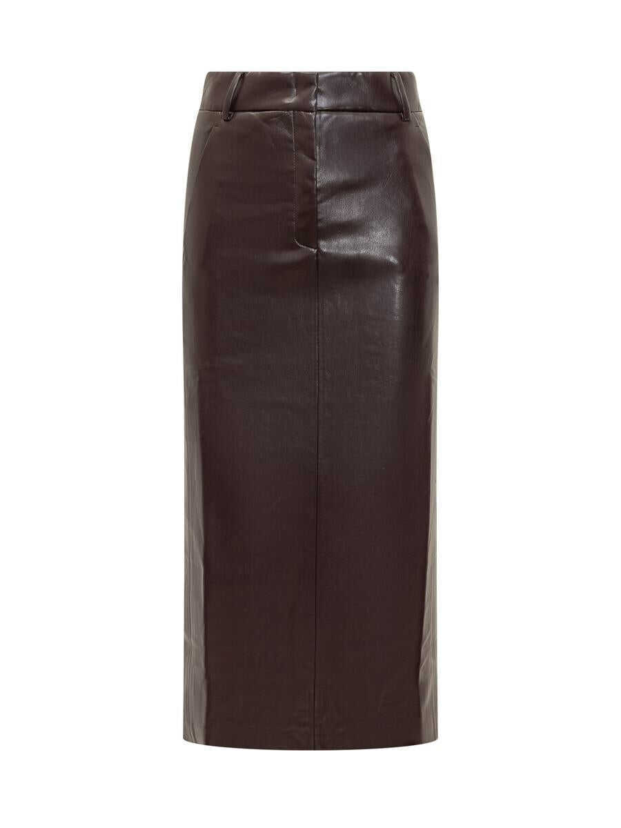 Fuste THE ANDAMANE The Andamane Faux Leather Midi Skirt The Andamane PURPLE Femei (BM 18763767) 1
