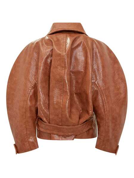 Geci THE ANDAMANE The Andamane Leather-Effect Jacket With Belt The Andaman ORANGE Femei (BM 18763785) 2