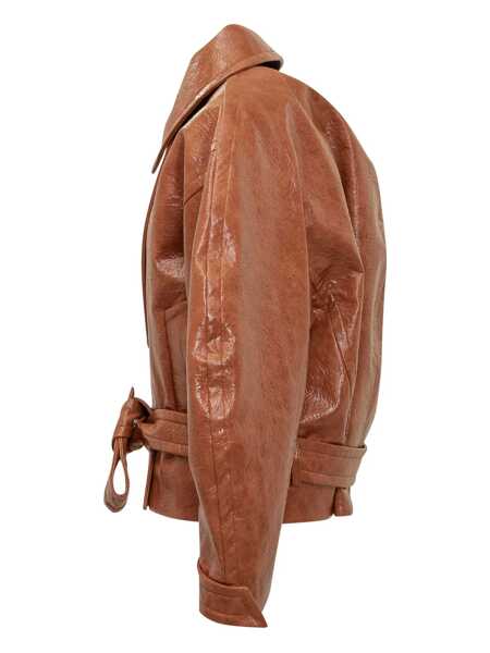 Geci THE ANDAMANE The Andamane Leather-Effect Jacket With Belt The Andaman ORANGE Femei (BM 18763785) 3