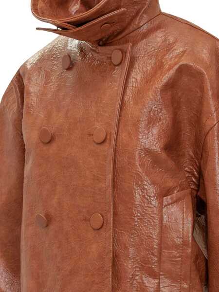 Geci THE ANDAMANE The Andamane Leather-Effect Jacket With Belt The Andaman ORANGE Femei (BM 18763785) 4