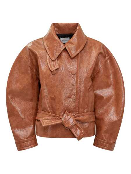 Geci THE ANDAMANE The Andamane Leather-Effect Jacket With Belt The Andaman ORANGE Femei (BM 18763785) 1