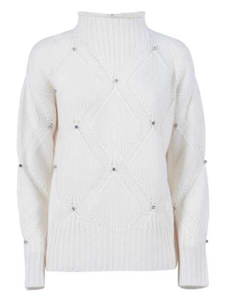 Pulovere Kangra HIGH NECK SWEATER WITH DIAMOND INTARSIA White Femei (BM 18764727) 1