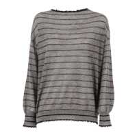 Pulovere Kangra BOAT NECK SWEATER WITH FRINGED DETAILS