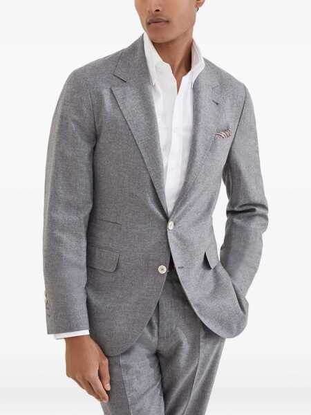 Sacouri Brunello Cucinelli Cashmere and silk flannel Blazer GRIGIO Barbati (BM 18765037) 3
