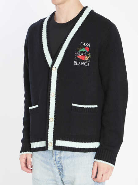 Cardigane Casablanca Cardigan With Stacked Casa Mountain Temple Design BLACK Barbati (BM 18765274) 2