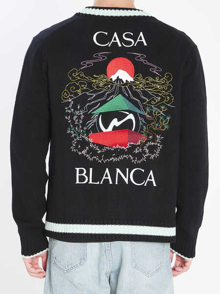 Cardigane Casablanca Cardigan With Stacked Casa Mountain Temple Design BLACK Barbati (BM 18765274) 4